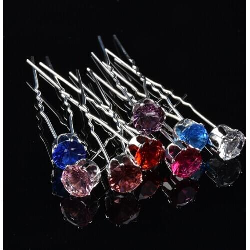 6 Pcs Clear Shine Pebbles Glass Rhinestone Crystal Hair Pins For Women Wedding Bridal Hair Decoation Stones Head Piece Jewelry