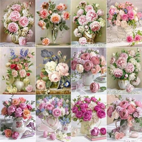 Diamond Painting Flower 5D DIY Diamond Embroidery Peony Rhinestone Picture Cross Stitch Rose Full Round Home Decor