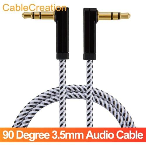 3.5mm Audio Cable, CableCreation 90 Degree 3.5mm Male to Male Aux Cable Compatible with Phones, Tablets, Headphones, MP3 Player