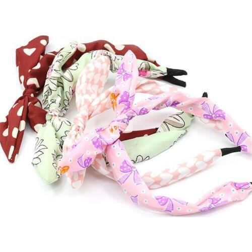 1PC Floral Flowers Hairband Fabric Butterfly Bow Knot Hair Hoop Rabbit Ears Headband