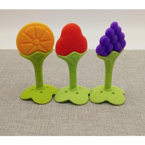 Baby Teething Toys BPA Free Soft Silicone Baby Fruit Teethers Toys Baby Training Massaging Textured Teether Molar Teeth Soother