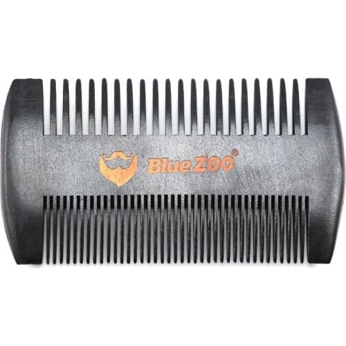 Bluezoo Black Spray-painted Pear Wood Double-sided Beard Comb Beard Portable Care Anti-static Wood Comb Hair Brush