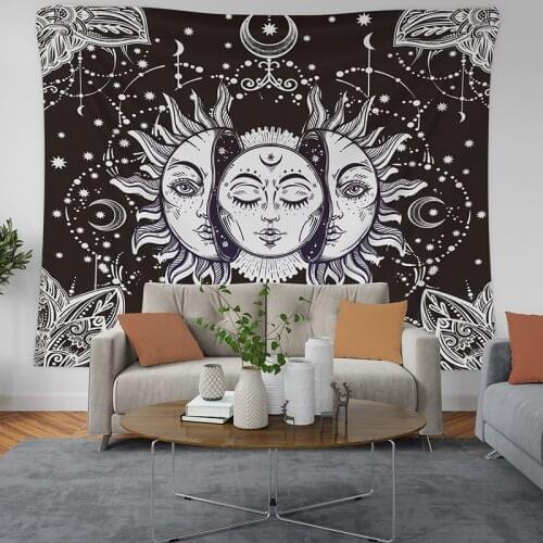 95x73cm Mandala tapestry black sun and moon tapestry hanging wall tapestry hippie dormitory decoration ceiling tapestry