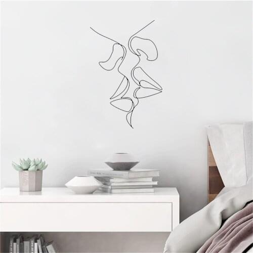 Ins Nordic Minimalist Figures Line Sticker Art Warm Couple Kissing Wall Decal Posters Prints Decor For Livingroom Vinyl ph721