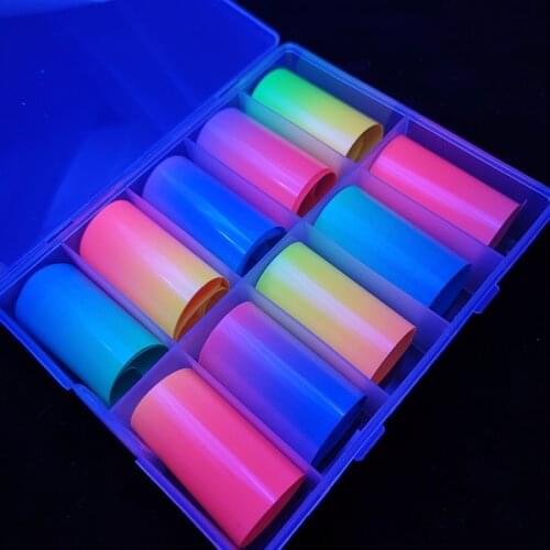 1 Box Neon Nail Foils for Colorfel Transfer Paper Stickers Flower Adhesive Nails Wraps Chirstmas DIY Floral Nail Art Decorations