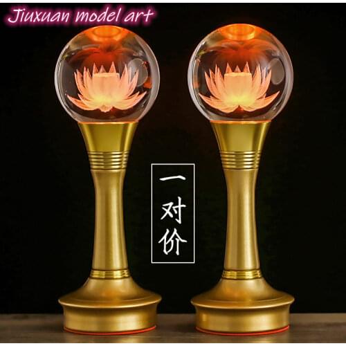 A new pair Colorful lotus lamp home a pair of plug-in candlestick crystal led long bright lights home decoration
