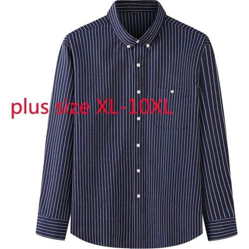 New Arrival Fashion Men Square Collar Striped Long Sleeve Autumn Casual Shirts Spring And Autumn Plus Size XL-6XL 7XL 8XL 10XL