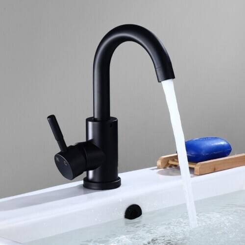 New Round Black Basin Faucet Stainless Steel Bathroom Mixer Tap Single Handle Mixer Tap Basin Tap For Bathroom Accessories
