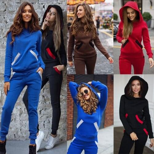 Autumn Winter Tracksuit Women Clothes Hoodies Fleece Sweatshirt Top and Pants Two Piece Set Female Casual Leisure Suits Outfits