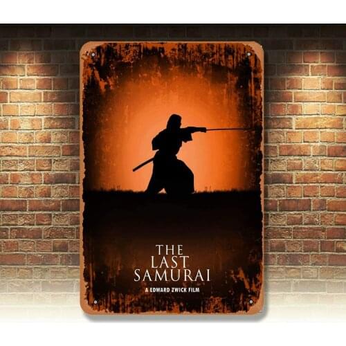 Oulili Vintage Metal Sign The Last Samurai Minimal Movie Posters - 8 x 12 Inches Tin Sign for Home Bar Pub Garage Decor Gifts