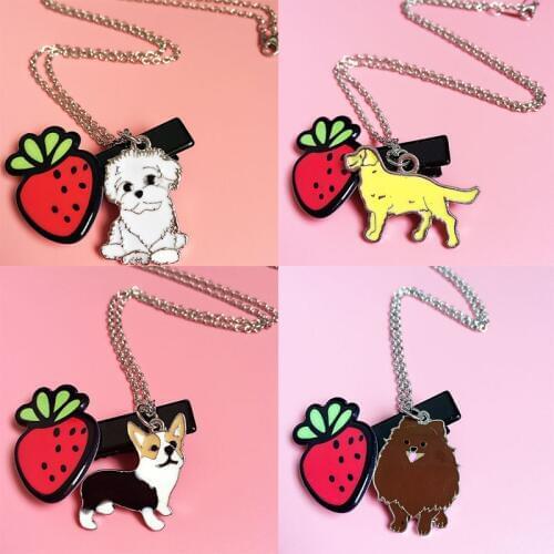 Animal Pet Necklace Best Friends Gift Jewelry Necklace For Women Pendants For Lovers Bull Terrier Pomeranian Dogs Pet Bracelet