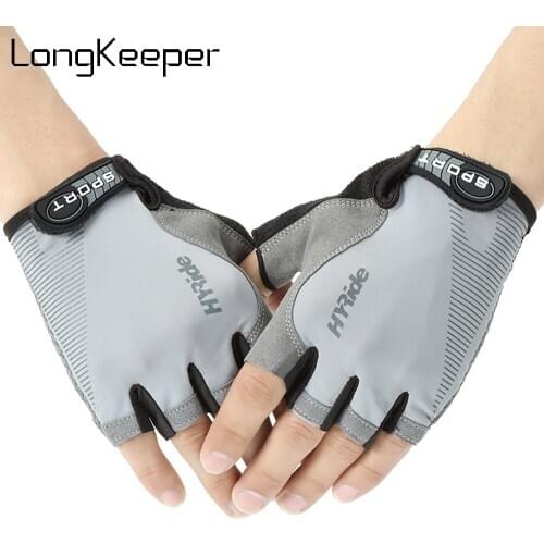LongKeeper Half Finger Gloves Men Women Silicone Cycling Anti-slip Mittens Breathable Sports Fitness Guantes Shockproof Luvas