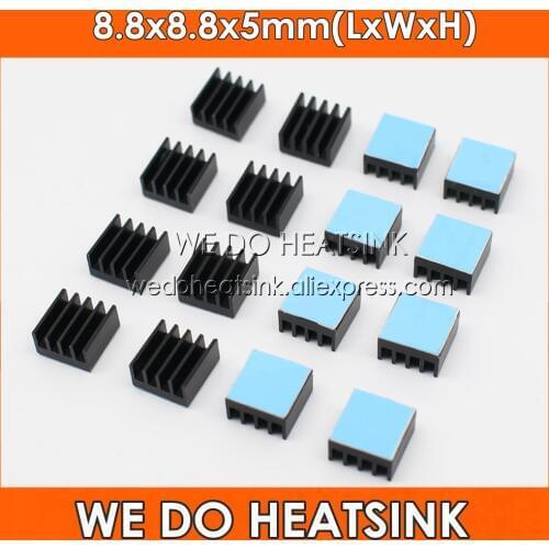 WE DO HEATSINK Black Aluminum Heatsink 8.8x8.8x5mm Cooler Radiator With 3M 8810 Thermally Conductive Adhesive Tapes