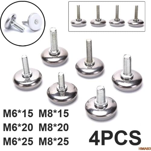 4Pcs Adjustable Steel Furniture Legs Anti-slip Base Table Cabinet Leg Pad Feet Leveler M6 M8 Screw Metal Furniture Foot Level
