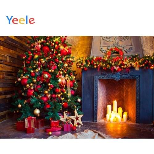 Christmas Tree Fireplace Candlelight Carpet Baby Birthday Backdrop Photography Custom Photographic Background For Photo Studio