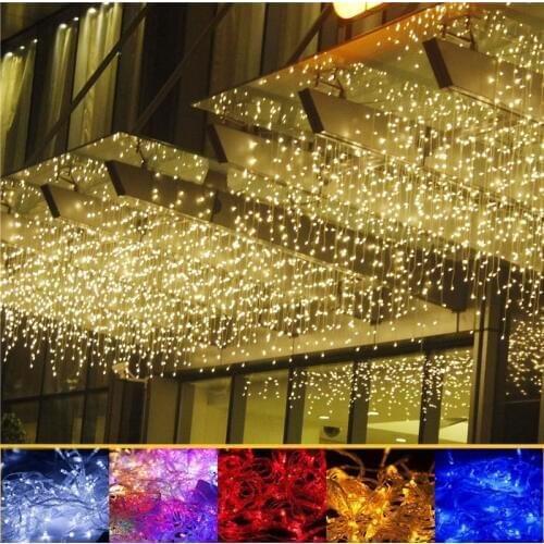 4M 96 icicle LED string fairy light 220V 110V AC Led christmas lights curtain outdoor Wedding Decor party Garden room home