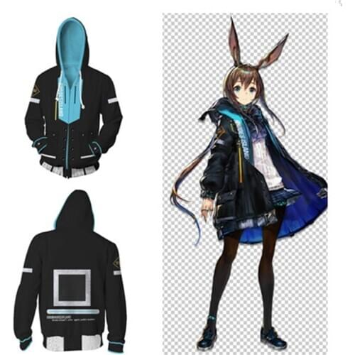 Game Arknights Cosplay protagonist Amiya zipper hoodie men and women anime costume sweater 3D printing New