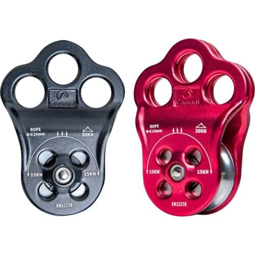 30KN Triple Attachment Climbing Hitch Micro Pulley Fixed Side for 13mm Rope