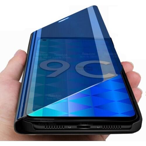 On honor 9c case smart mirror flip cover cases for huawei honor 9c 2020 honer xonor 9 c c9 aka-l29 6.39'' phone stand book coque