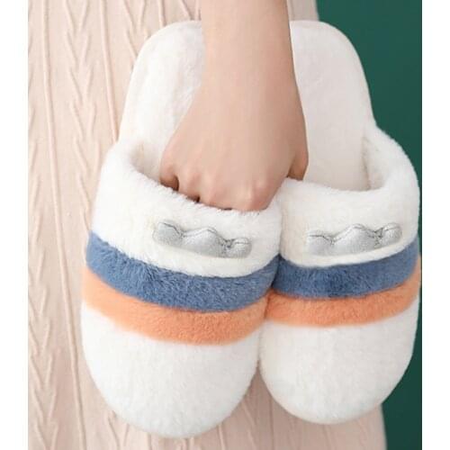 Slippers Women Crown Plush House Hlippers Woman Warm Cute Living Slippers Non-slip Soft Suede Womens Winter Slippers