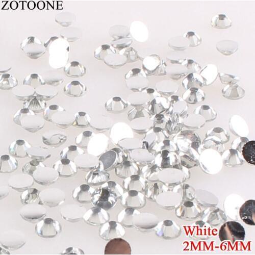 ZOTOONE White Flatback Non Hotfix 3D Nails Resin Rhinestones For Beauty DIY Designs Crystal Strass Applique Glue On Rhinestone D