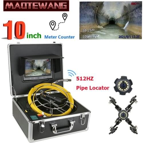 10 inch monitor long spring 20/30/50M 512hz locator sonde camera pipe inspection camera drain sewer 22mm Meter Counter Camera
