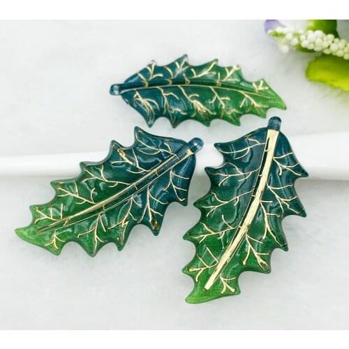 10pcs New Acrylic leaves with holes Flat Back Figurine DIY Wedding Scrapbook Decor Home Craft Accessories D58