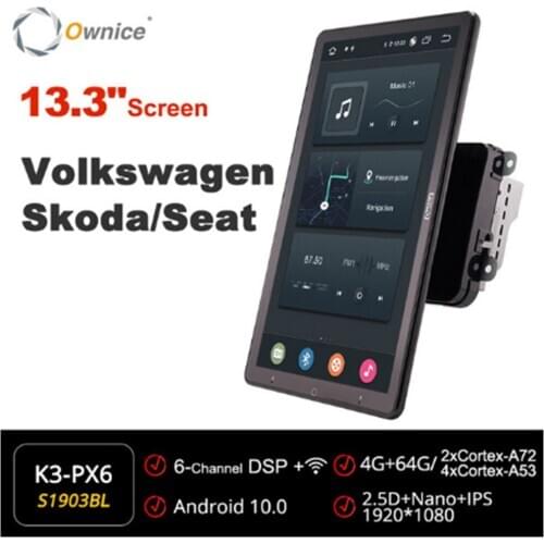 13.3Inch 1920*1080 Ownice Android 10.0 Car Radio forVW Golf Passat Seat Tiguan Sharan Auto Multimedia GPS Player Auto Rotatable