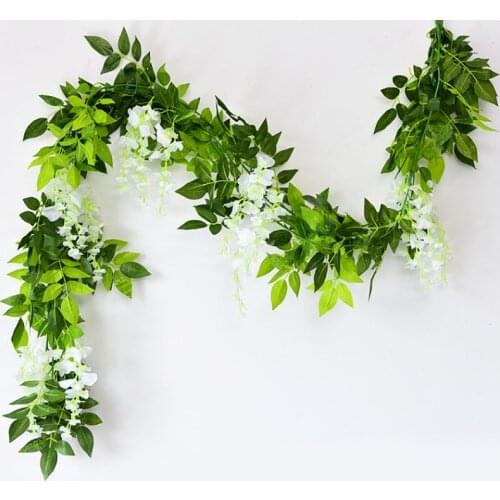 180CM Wisteria Artificial Flowers Vine Garland Fake Plants Wedding Arch Decorations Foliage Rattan Ivy Home Wall Hanging Decor