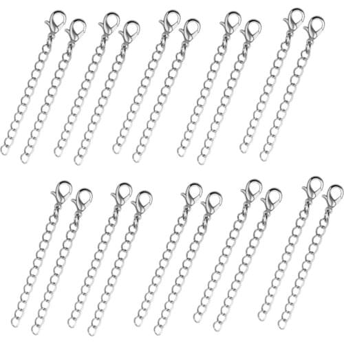 20pcs Necklace Bracelet Chain Extender Extension Chain with Clasp (Silver)