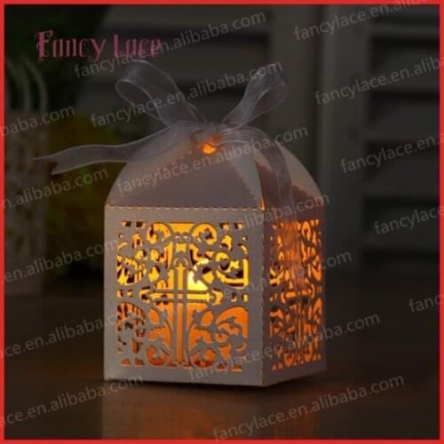 50PCS Unique Wedding Box Cross Laser Cut Favor Box with Ribbon Wedding Souvenirs Box, Chocolate Box for Gift, Free shipping