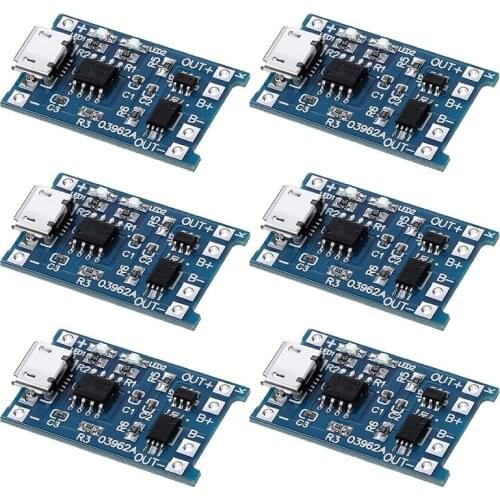 6PCS TP4056 Charging Module with Battery Protection 18650 BMS 5V Micro-USB 1A Charge Board for 18650