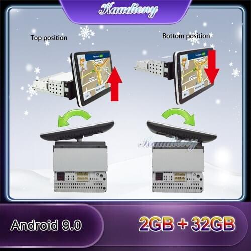 Kaudiony 10.1" Universal Car Radio For Android 9.0 Car Multimedia Player Rotation Radio 2.5D HD Screen GPS Navigation