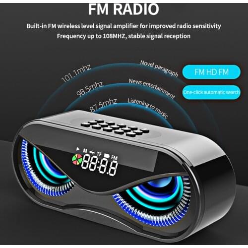 M6 BT Speaker LED Flash USB Wireless Loudspeaker Speaker 2500mAh SoundBar Stereo Music Player FM Radio Alarm Clock Sound Box