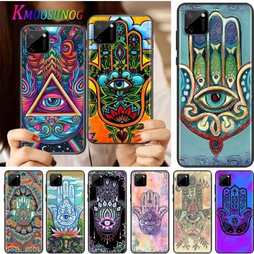Fatima Hand Hamsa Bling Silicone Cover For Realme V15 X50 X7 X3 Superzoom Q2 C11 C3 7i 6i 6s 6 Global Pro 5G Phone Case