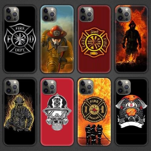 Silicone Case Cover for iPhone 7 8 Plus 11 12 Pro MAX XR XS MAX X 6 6S Plus phone Accessories Shell Firefighter Heroes Fireman