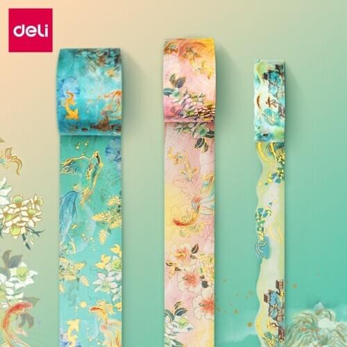 DELI Summer Palace Series Ancient Style Hand Account Tape Small Fresh Ins Style Art Student Sticker Diary Decoration Diy