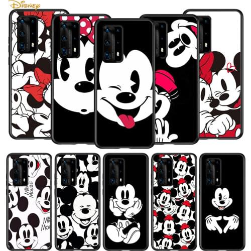 Disney Mickey Minnie Black for Huawei P40 P30 P20 P10 Pro Lite E Plus 4G 5G P9 P8 Lite P Smart Z S Plus Soft Black Phone Case