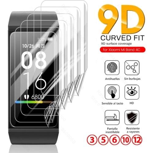 3-12PCS 9D Curved Soft Hydrogel Film For Xiaomi Mi Band4C Redmi Band 4C 4 C MiBand4C Smart Wristband Screen Protector Not Glass