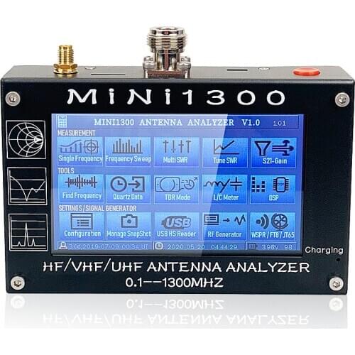 HF VHF UHF walkie talkie antenna analyzer 0.1-1300MHz mini1300 multi-function analyzer radio antenna 4.3" color TFT Touch screen