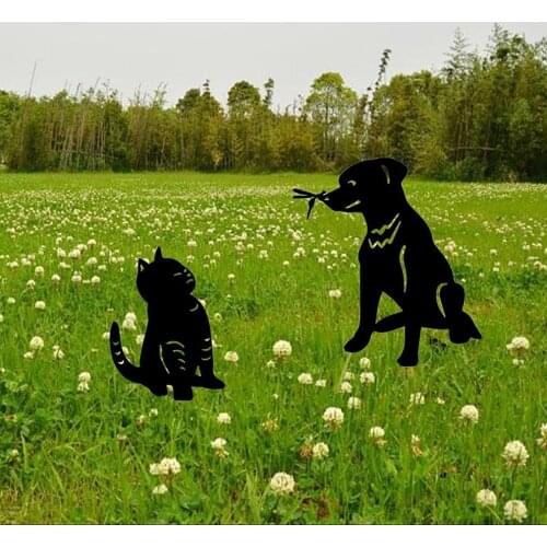 Garden Ornament Decoration Hollow Simulation Animal Cat And Dog Garden Acrylic Card Insertion Lawn Courtyard Decoration