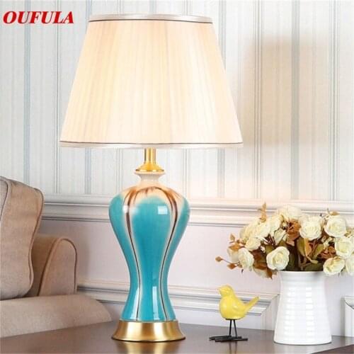 8M Ceramic Table Lamps Desk Copper Luxury Modern Fabric for Foyer Living Room Office Creative Bed Room Hotel