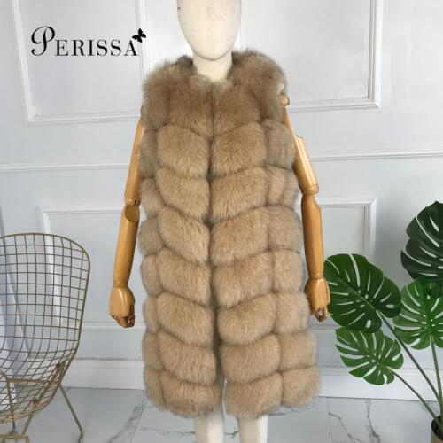 Womens Vest Natural Fox Fur Waistcoat Luxury High Quality Outwear Winter Thick Warm Fashion Sleeveless Jacket