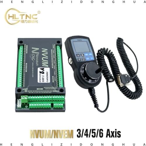 CNC Mach3 Set NVUM USB/NVEM Breakout Board + NVMPG Mach3 Handwheel With LCD Display 6 Axis MPG For DIY CNC Router NEWCARVE