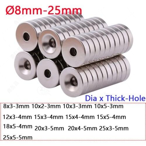 Round Strong Magnets With Hole Dia 8 10 12 15 18 20 25mm Rare Earth Permanent Magnet Neodymium Iron Boron Magnet
