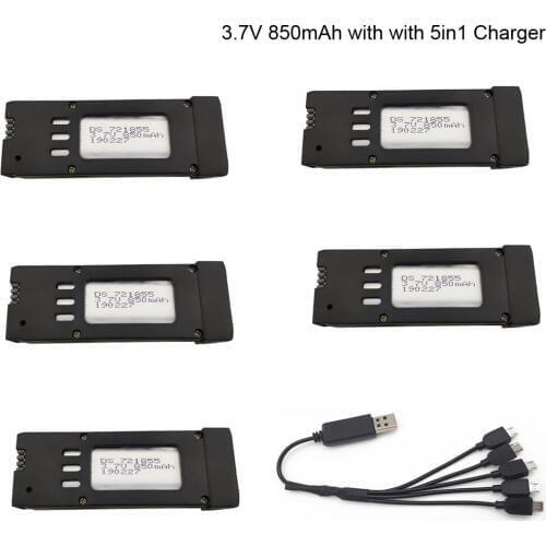 3.7V 850mAh Lipo Battery with 5in1 USB for E58 L800 JY019 S168 replacement Parts Accessories Blades battery for E58 25C