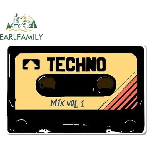 EARLFAMILY 13cm x 8.4cm for Techno Music Magnetic Tape Decal Anime Scratch-Proof Car Stickers Refrigerator Windows RV Decoration