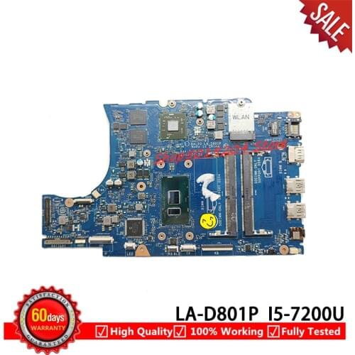 BAL20 LA-D801P FOR DELL 5567 5767 Laptop motherboard CN-0Y8N7H 0Y8N7H Y8N7H W/ SR2ZU I5-7200U CPU 100% full Tested Mainboard