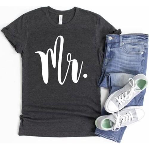 Mr and Mrs Honeymoon Couples Wife Party Shirt Aesthetic Cotton O Neck Short Sleeve Top Tee Graphic T-shirt harajuku goth kawaii