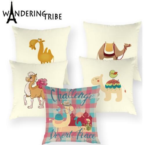 Cartoon Llama Cushion Cover Colorful Desert Decorative Pillow Case Outdoor Pillows Cases Camel Animal Home Decor Sofa Cushions